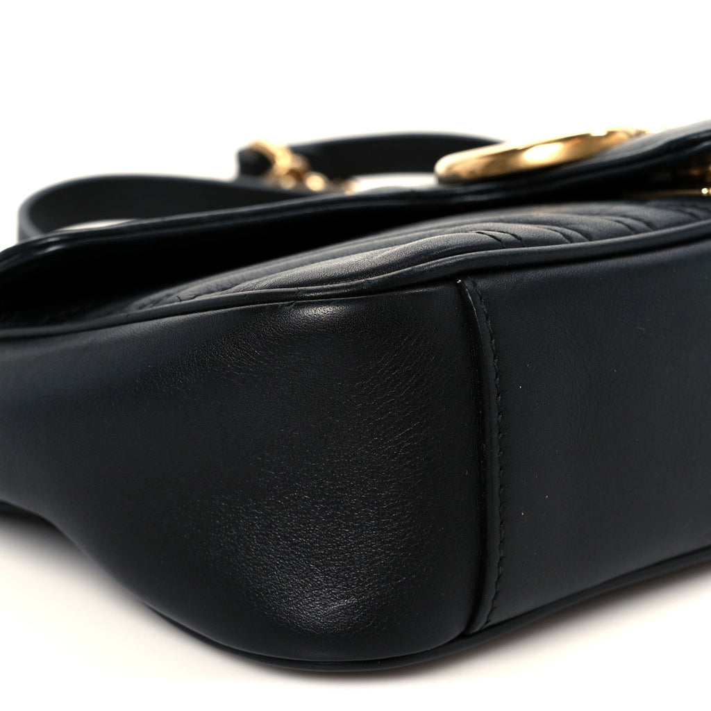Calfskin Matelasse Small GG Marmont Shoulder Bag Black