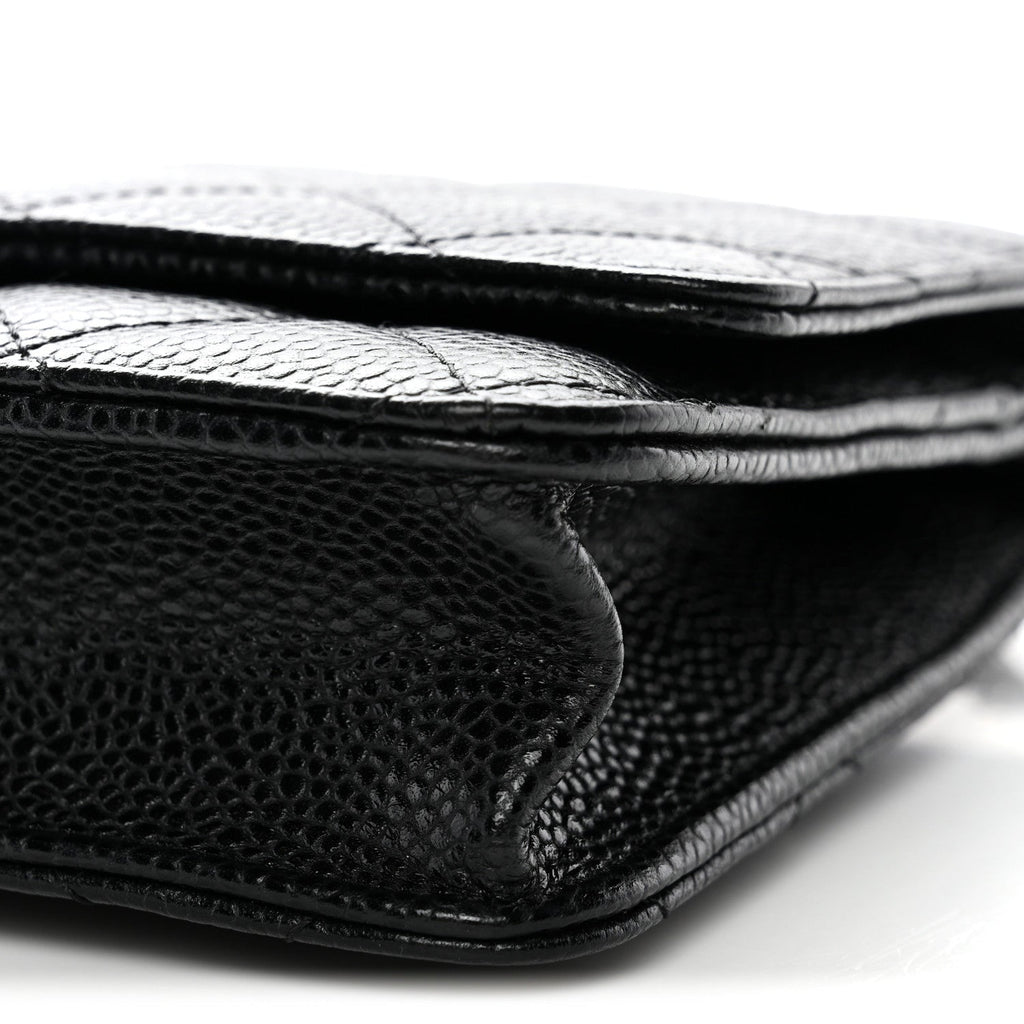 Caviar Quilted Wallet on Chain WOC Black