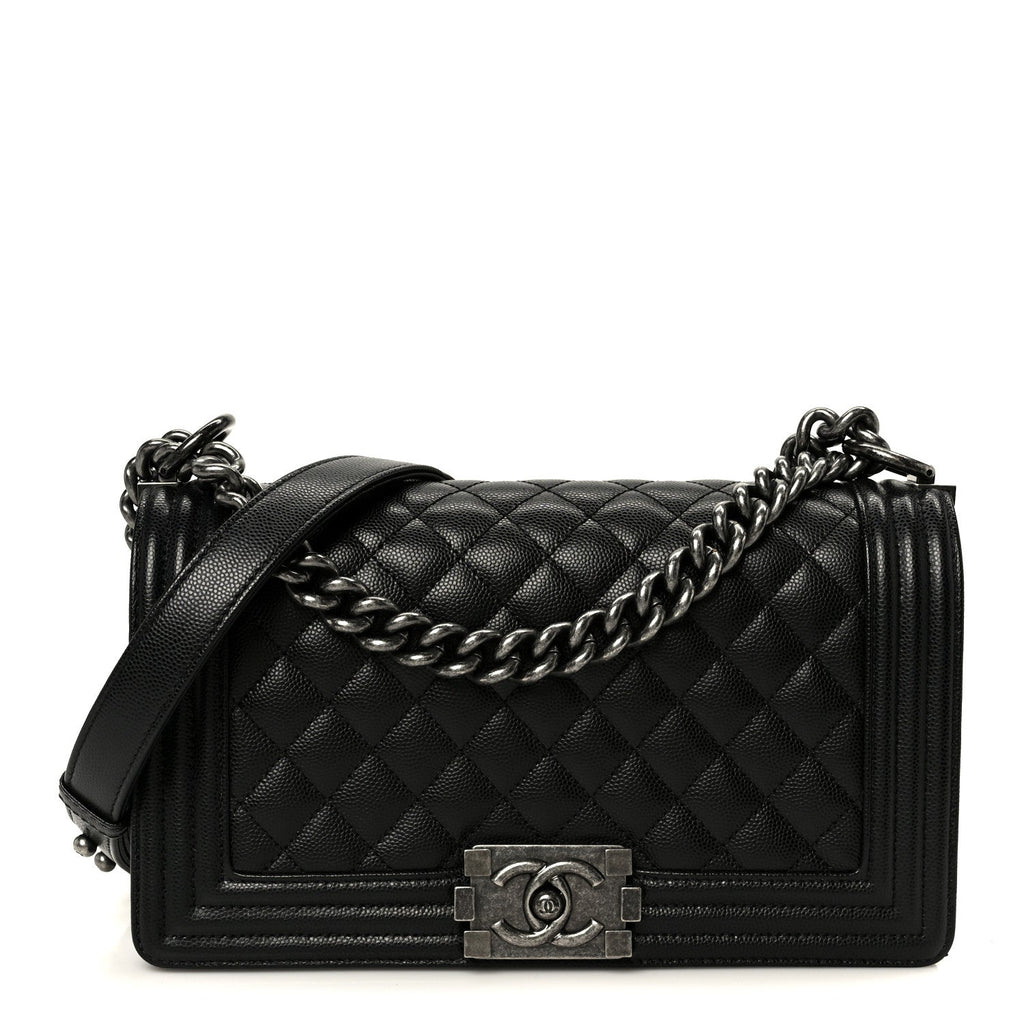 Caviar Quilted Medium Boy Flap Black