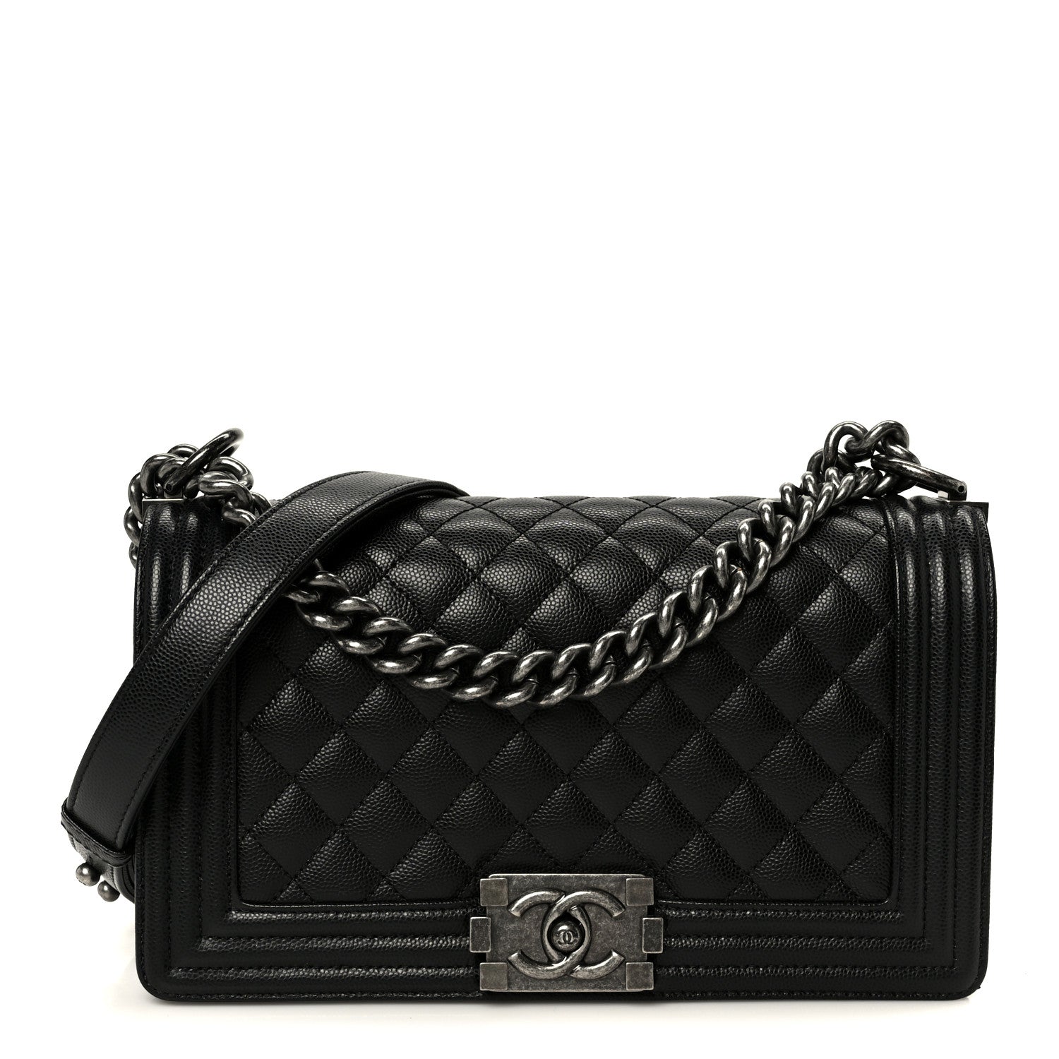 Caviar Quilted Medium Boy Flap Black