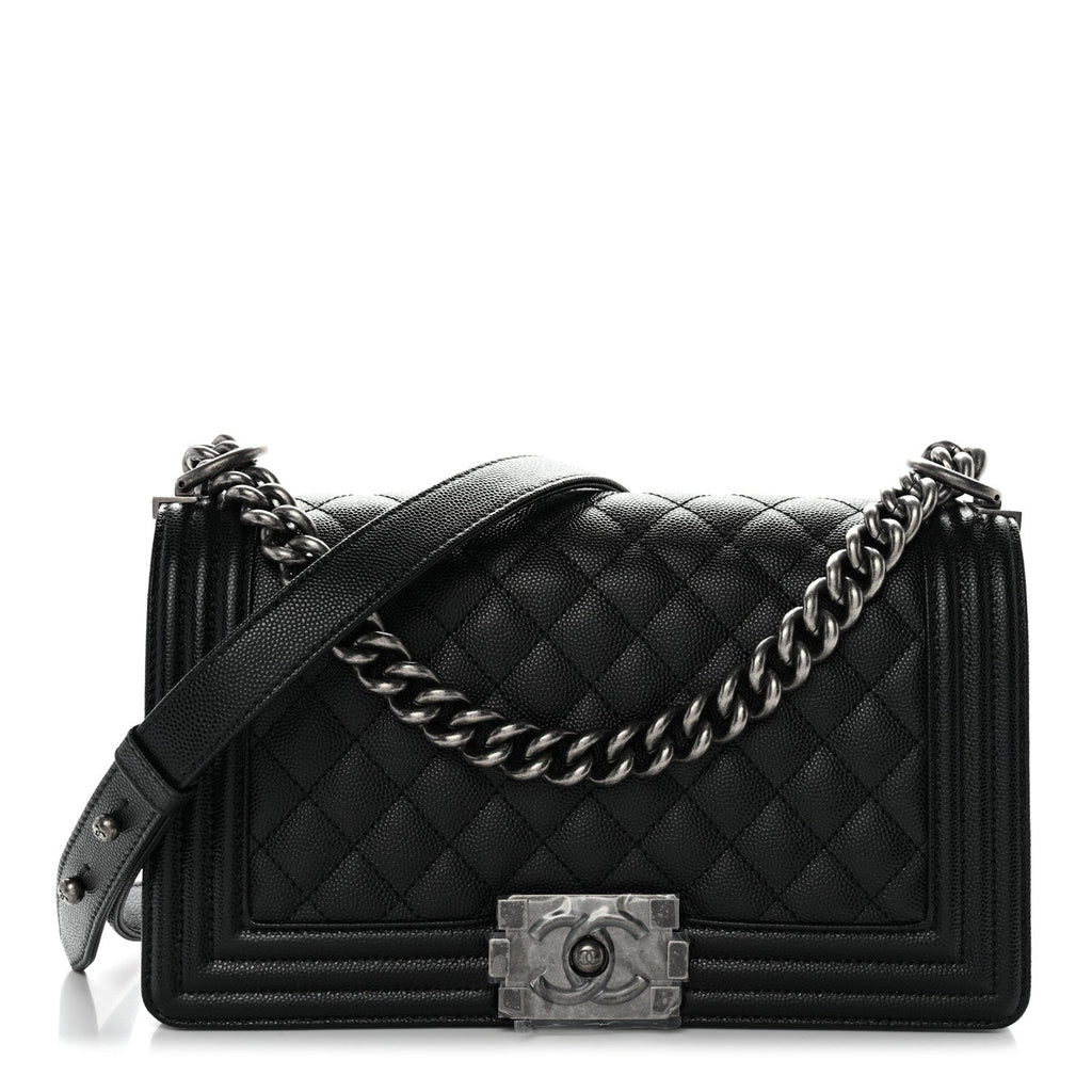 Caviar Quilted Medium Boy Flap Black