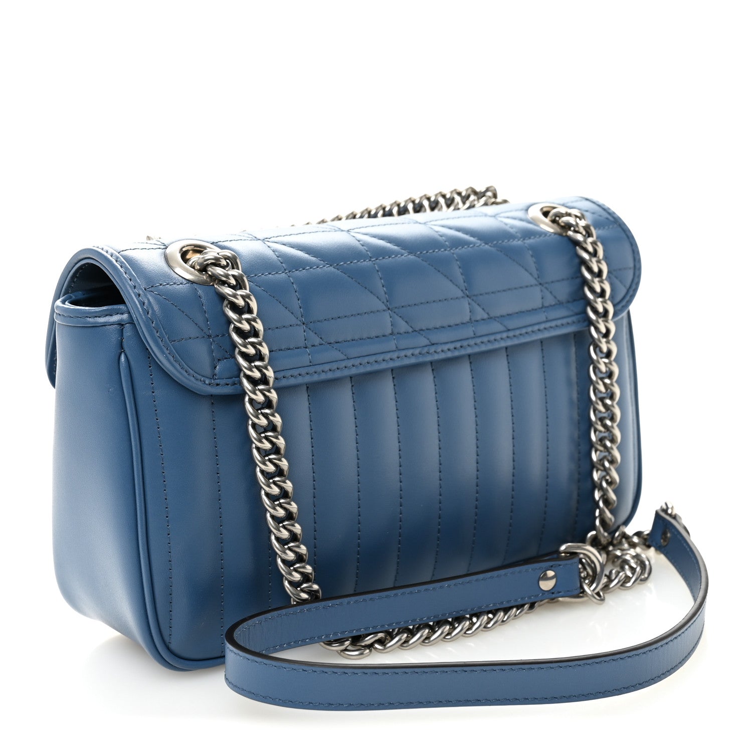 Calfskin Matelasse Aria Small GG Marmont Shoulder Bag  Clear Blue