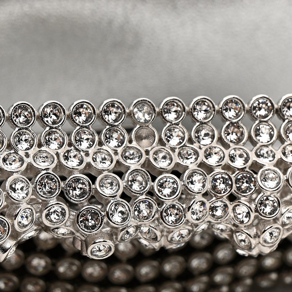 Crystal Embellished Metallic Lambskin Mini Chanel 22 Silver