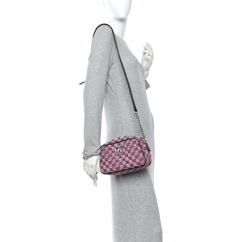 Monogram Multicolor Matelasse Diagonal Small GG Marmont Chain Shoulder Bag Pink Blue
