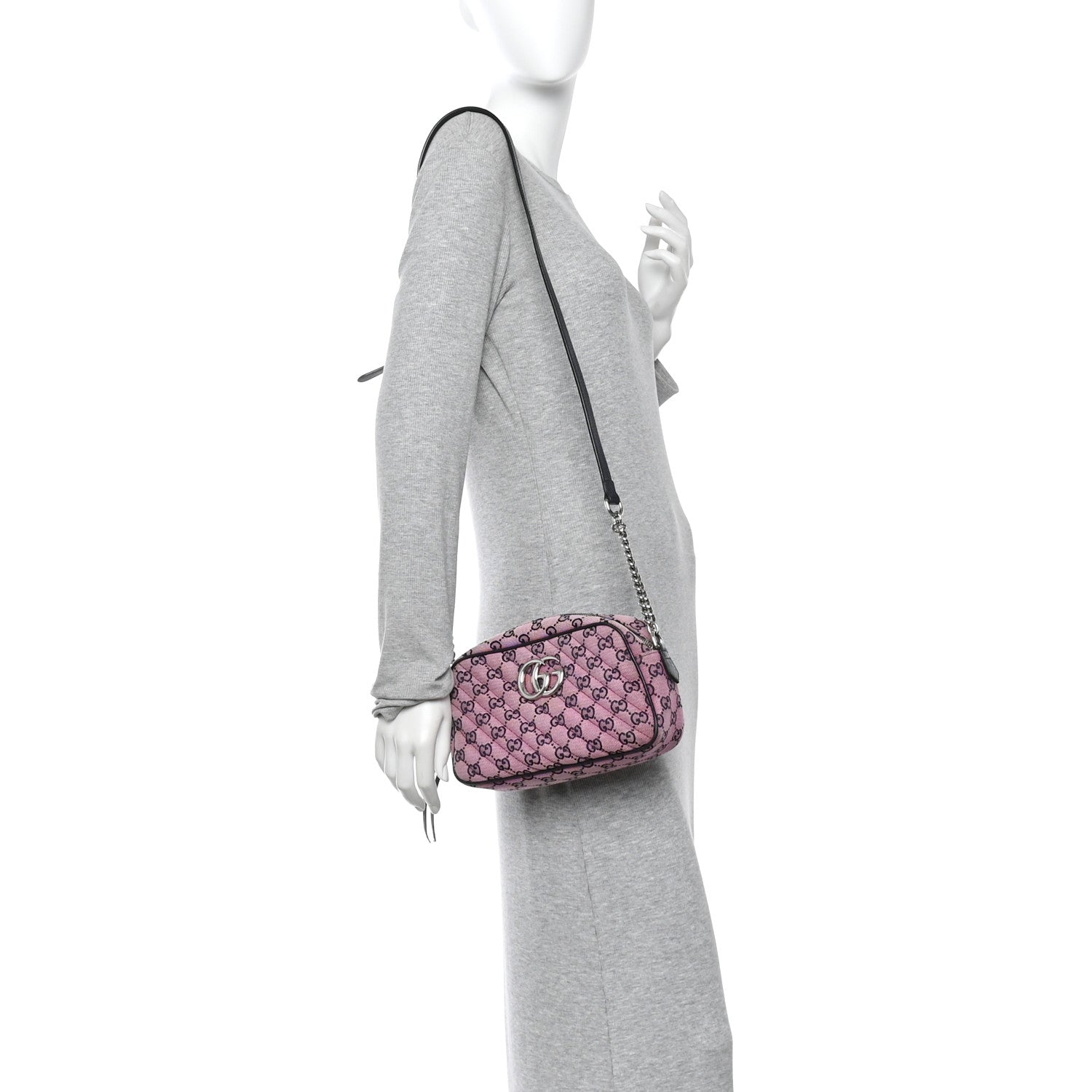 Monogram Multicolor Matelasse Diagonal Small GG Marmont Chain Shoulder Bag Pink Blue