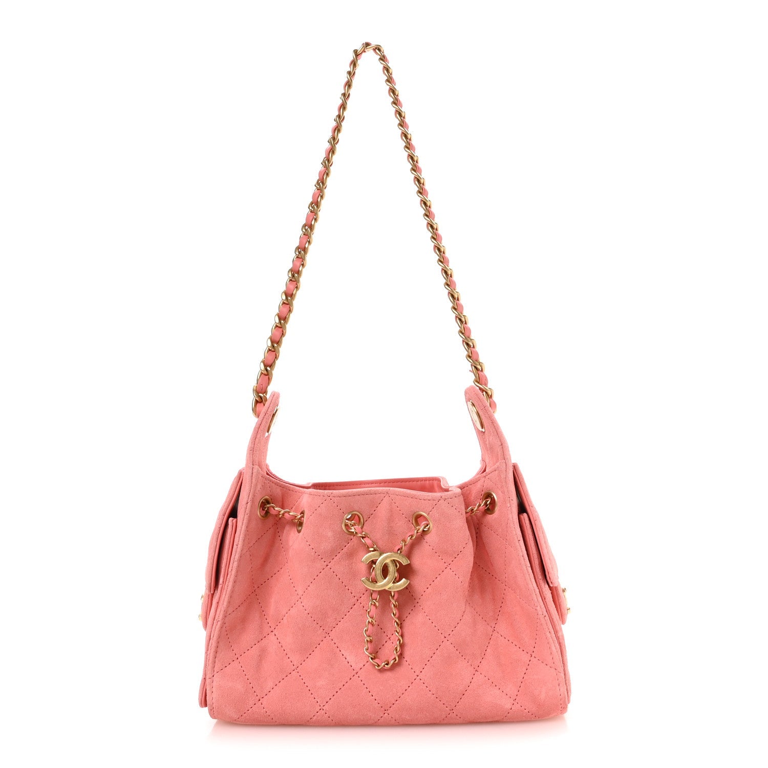 Suede Quilted Mini Chanel 25 Handbag Pink