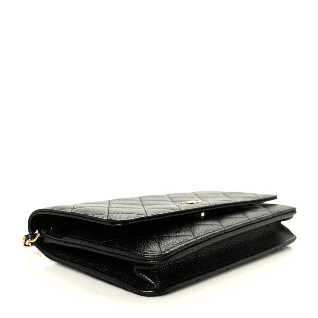 Caviar Quilted Wallet on Chain WOC Black