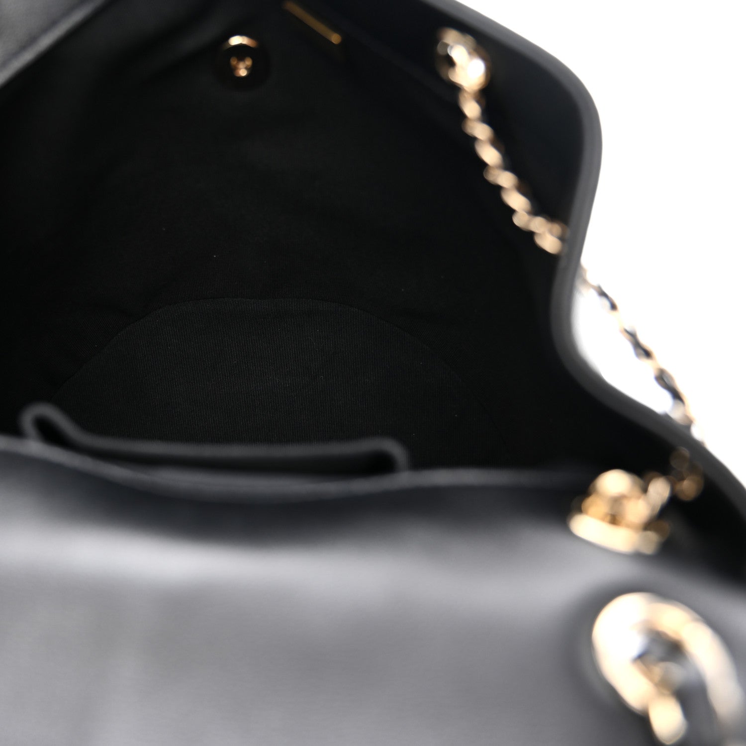 Calfskin Quilted Large Duma Pockets Drawstring Backpack Black