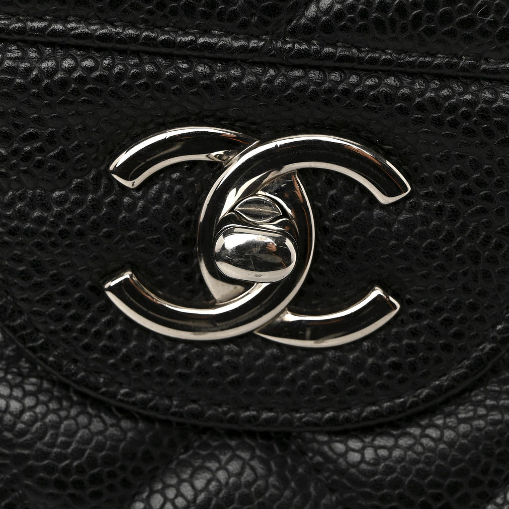 Caviar Quilted Jumbo Double Flap Black