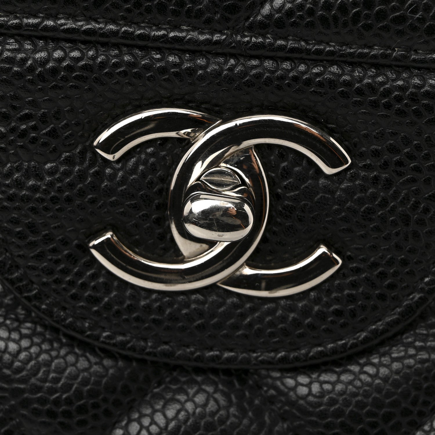 Caviar Quilted Jumbo Double Flap Black