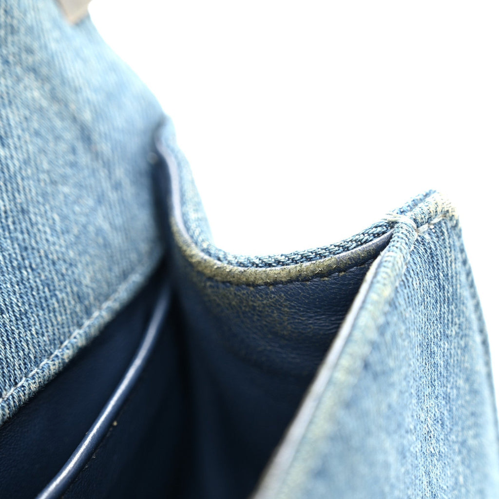 Denim Quilted Medium Boy Flap Blue