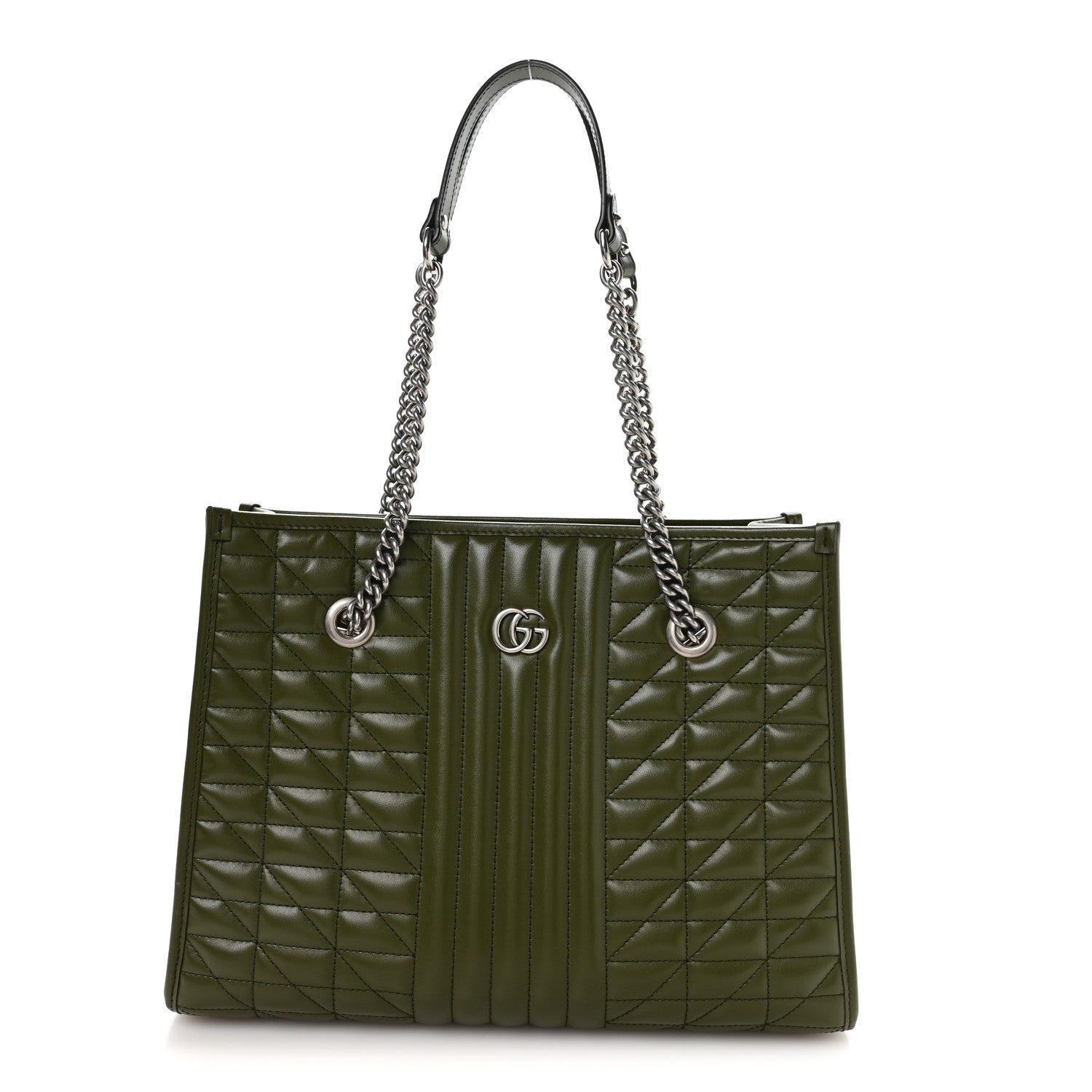 Calfskin Matelasse Aria Medium GG Marmont Shoulder Tote Military Wood