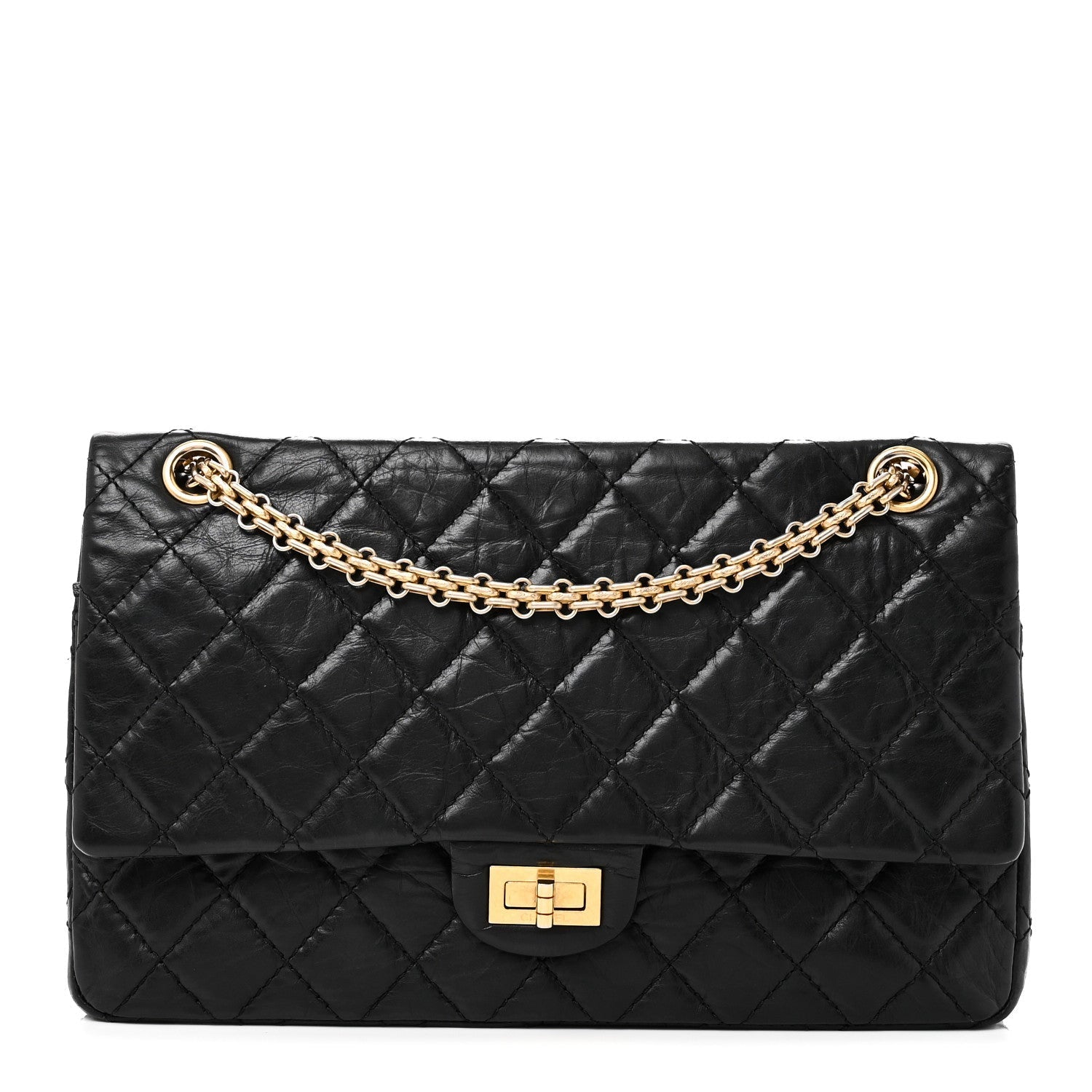 Aged Calfskin Quilted 2.55 Reissue 226 Flap Black