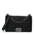 Caviar Quilted Medium Boy Flap Black
