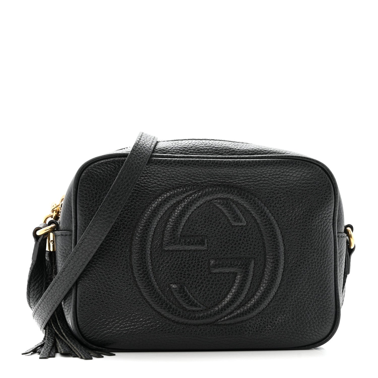 Pebbled Calfskin Small Soho Disco Bag Black