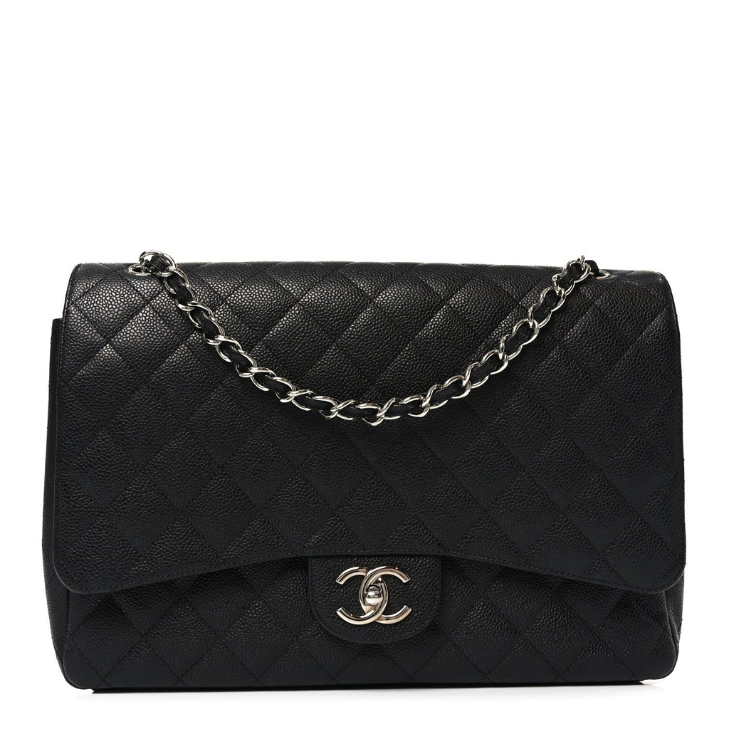 Caviar Quilted Maxi Double Flap Black