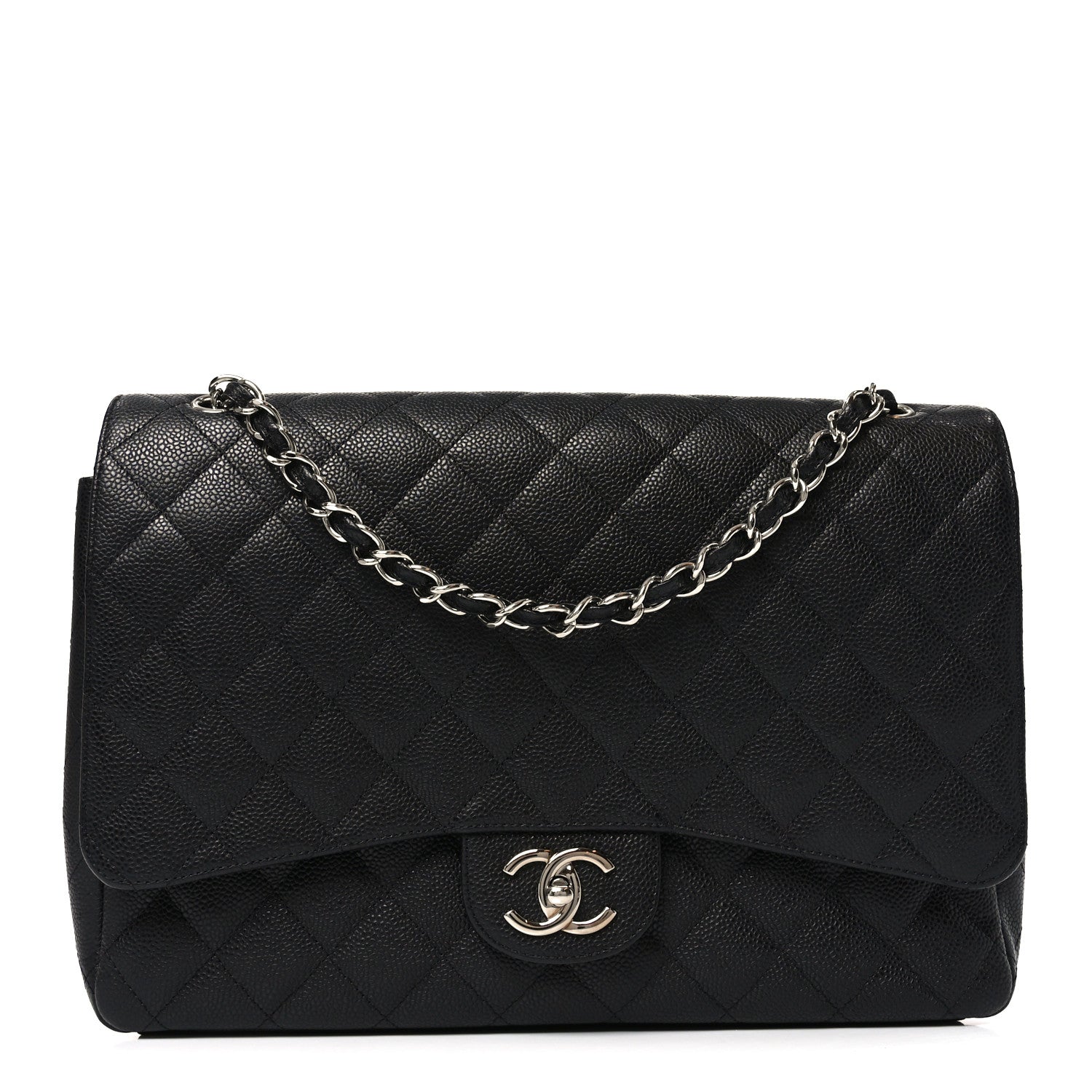 Caviar Quilted Maxi Double Flap Black