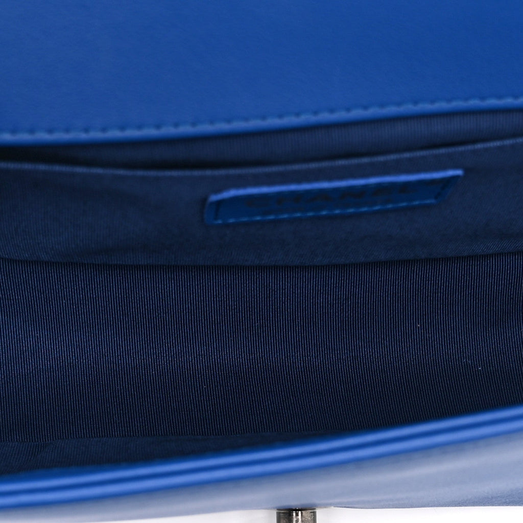 Lambskin Chevron Quilted Medium Boy Flap Blue