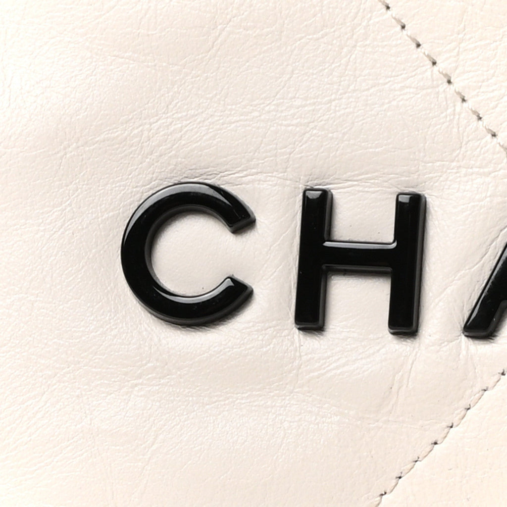Shiny Calfskin Quilted Small Chanel 22 White Black