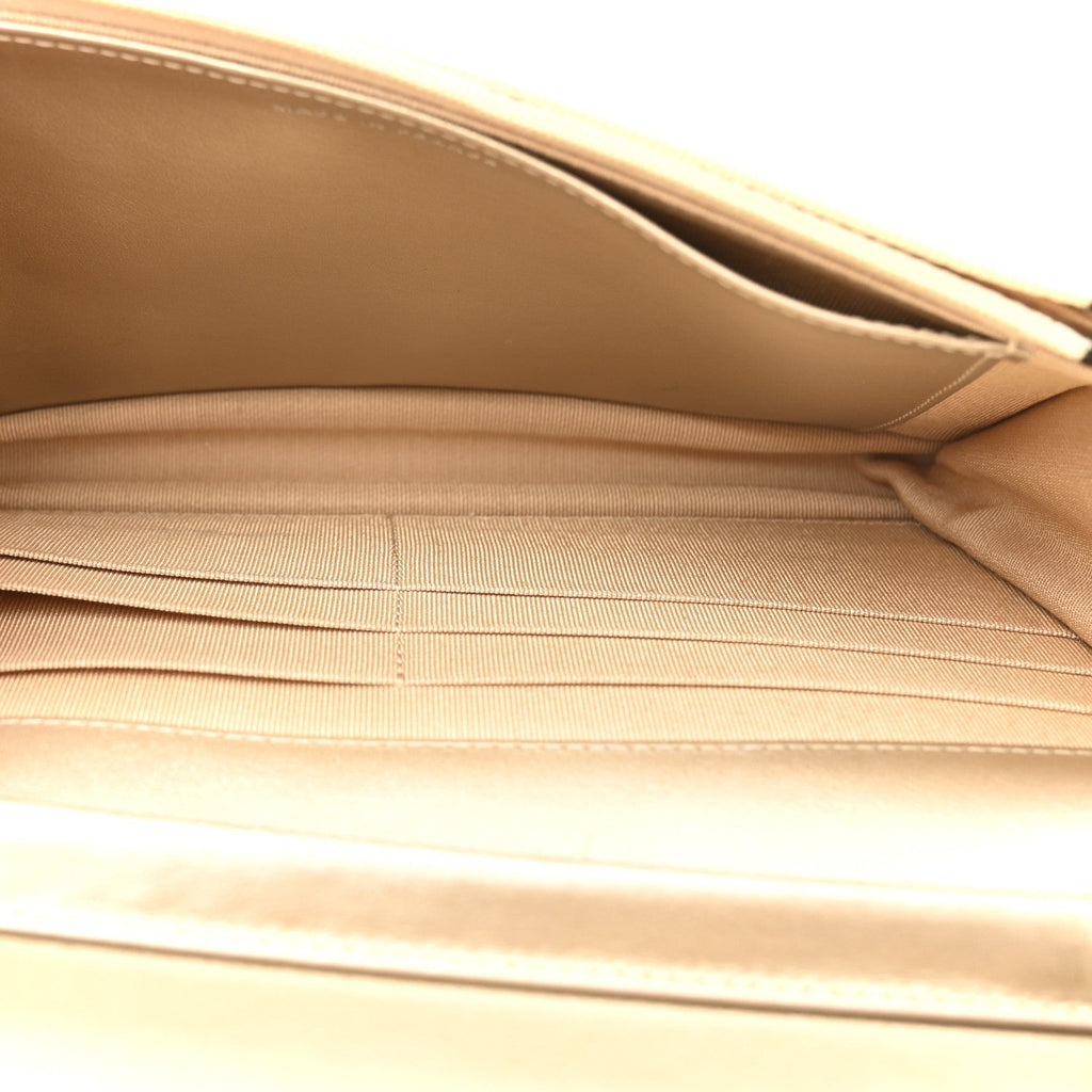 Metallic Lambskin Quilted Wallet On Chain WOC Gold Black