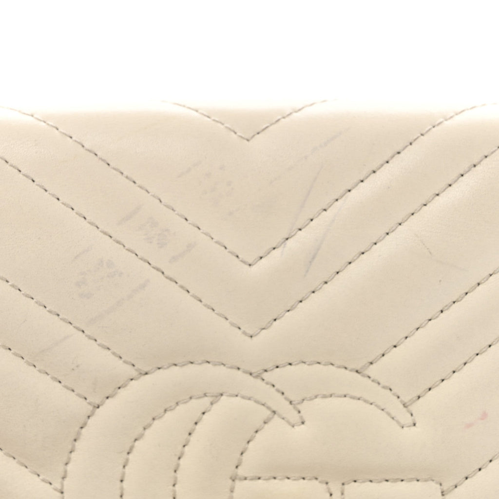 Calfskin Matelasse GG Marmont Chain Wallet Mystic White