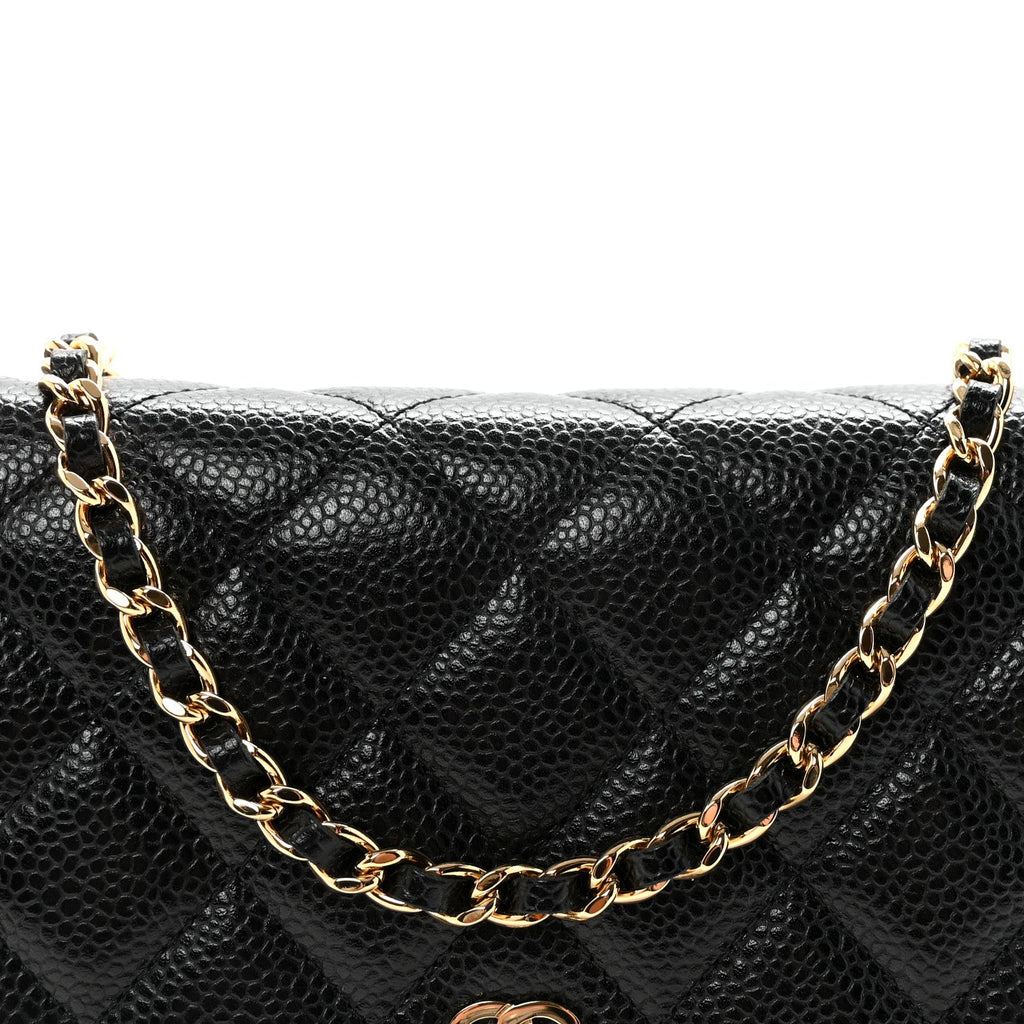 Caviar Quilted Wallet on Chain WOC Black