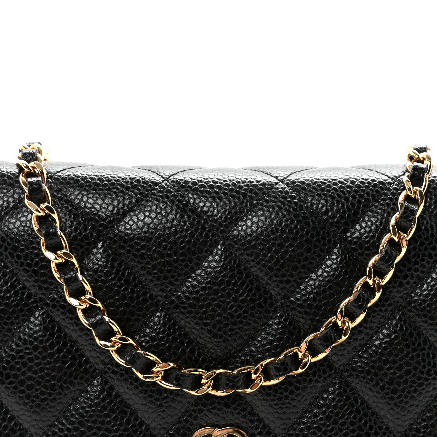 Caviar Quilted Wallet on Chain WOC Black