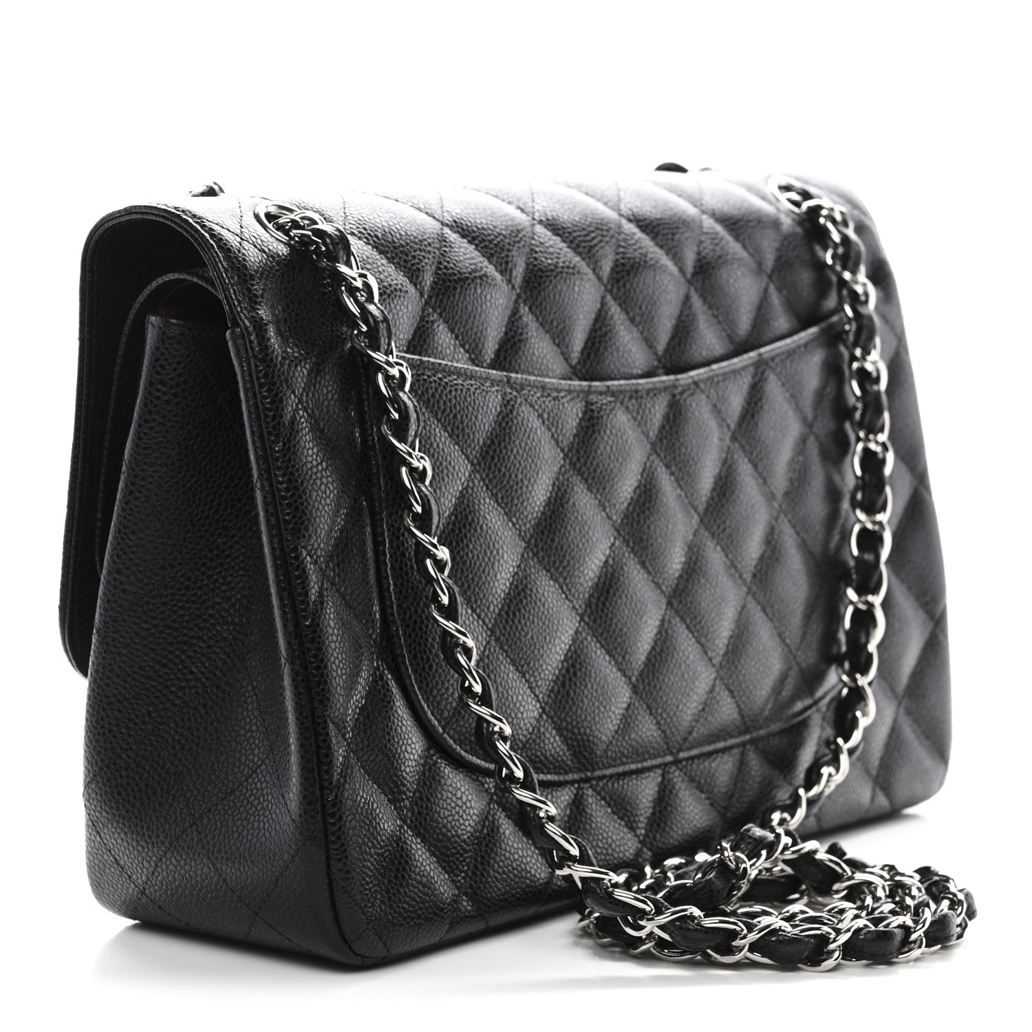 Caviar Quilted Jumbo Double Flap Black