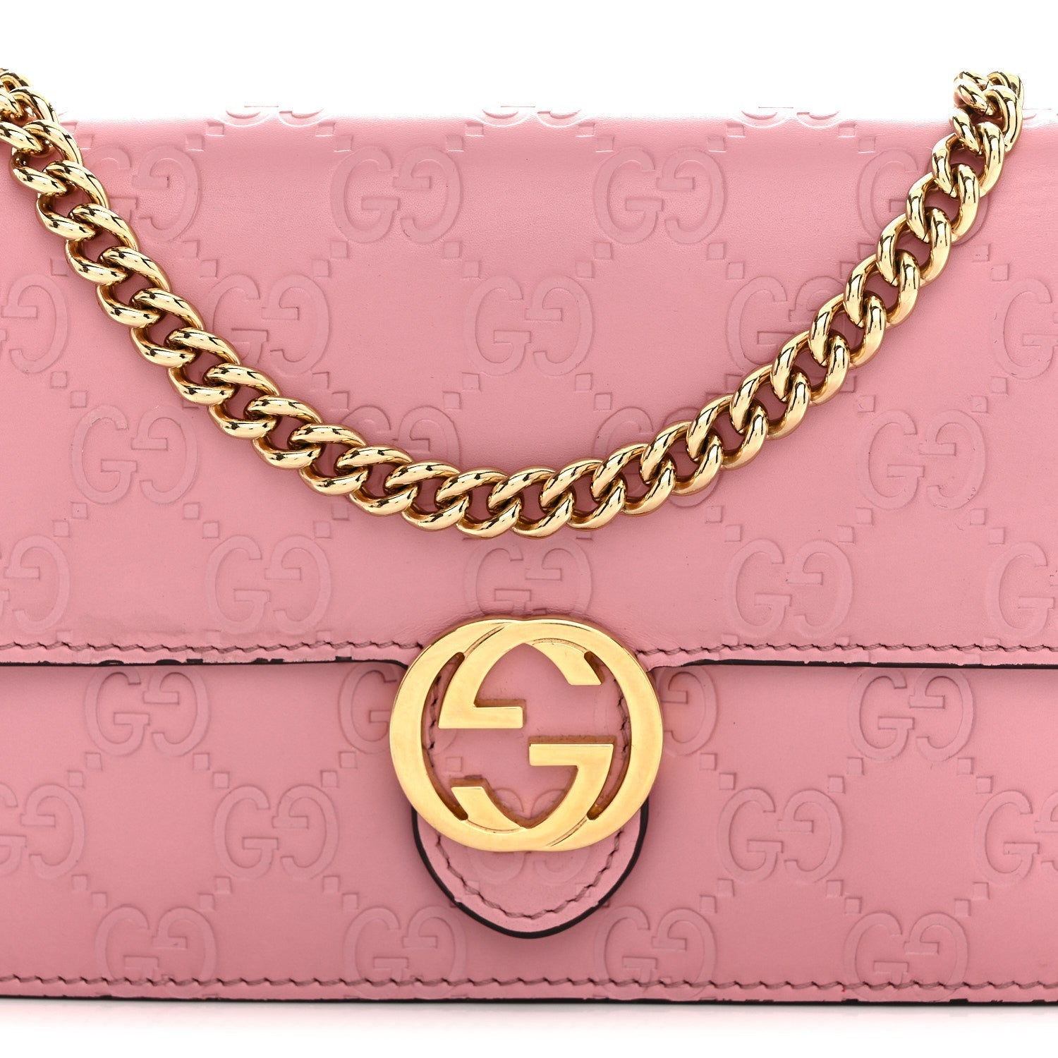 Guccissima Icon Chain Wallet Carmine Rose