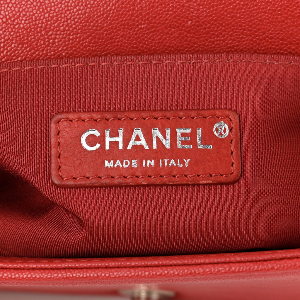 Caviar Quilted Small Boy Flap Red