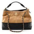 Suede Calfskin Shiny Lambskin Quilted Small Coco Base Shopping Bag Beige Black
