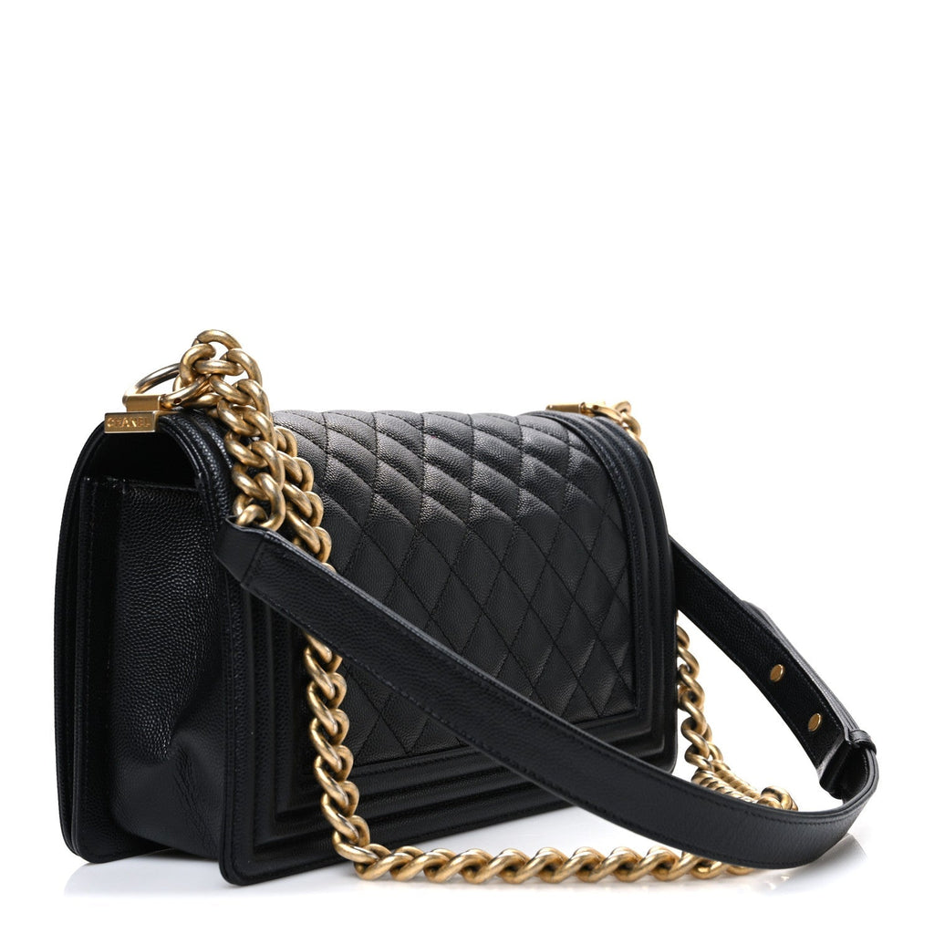 Caviar Quilted Medium Boy Flap Black