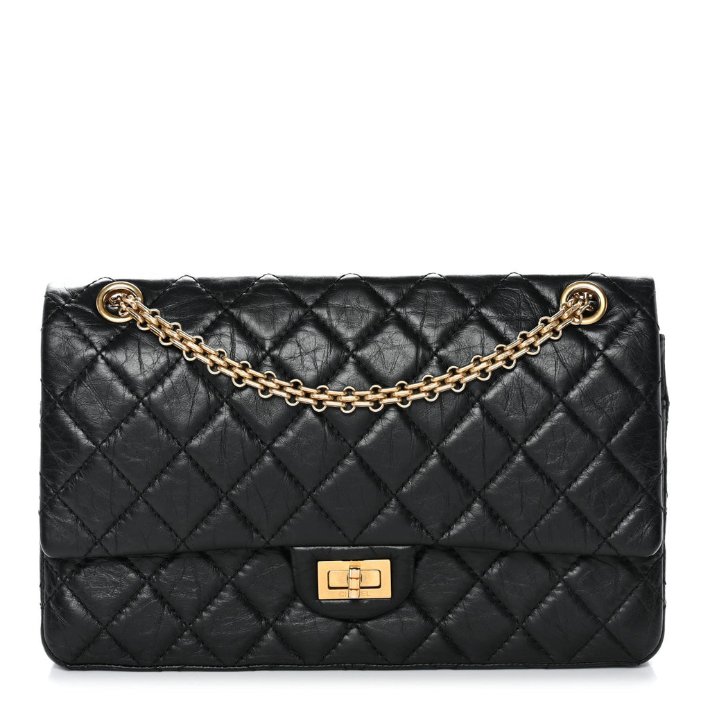 Aged Calfskin Quilted 2.55 Reissue 226 Flap Black