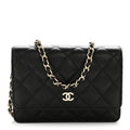 Caviar Quilted Mini Wallet On Chain WOC Black