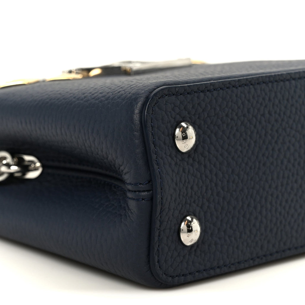 Taurillon Embellished Malletage Crown Mini Capucines Navy