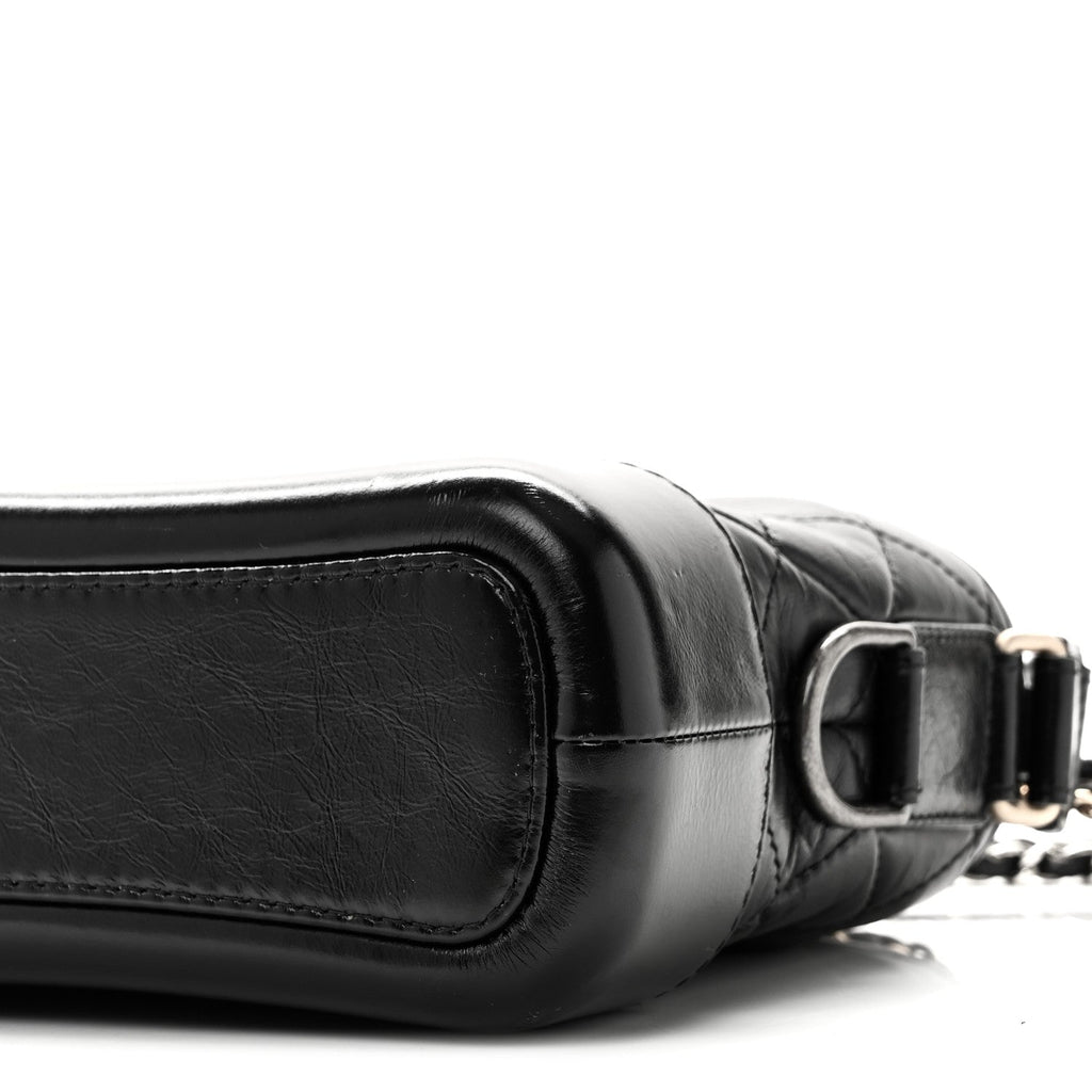 Aged Calfskin Quilted Small Gabrielle Hobo Black