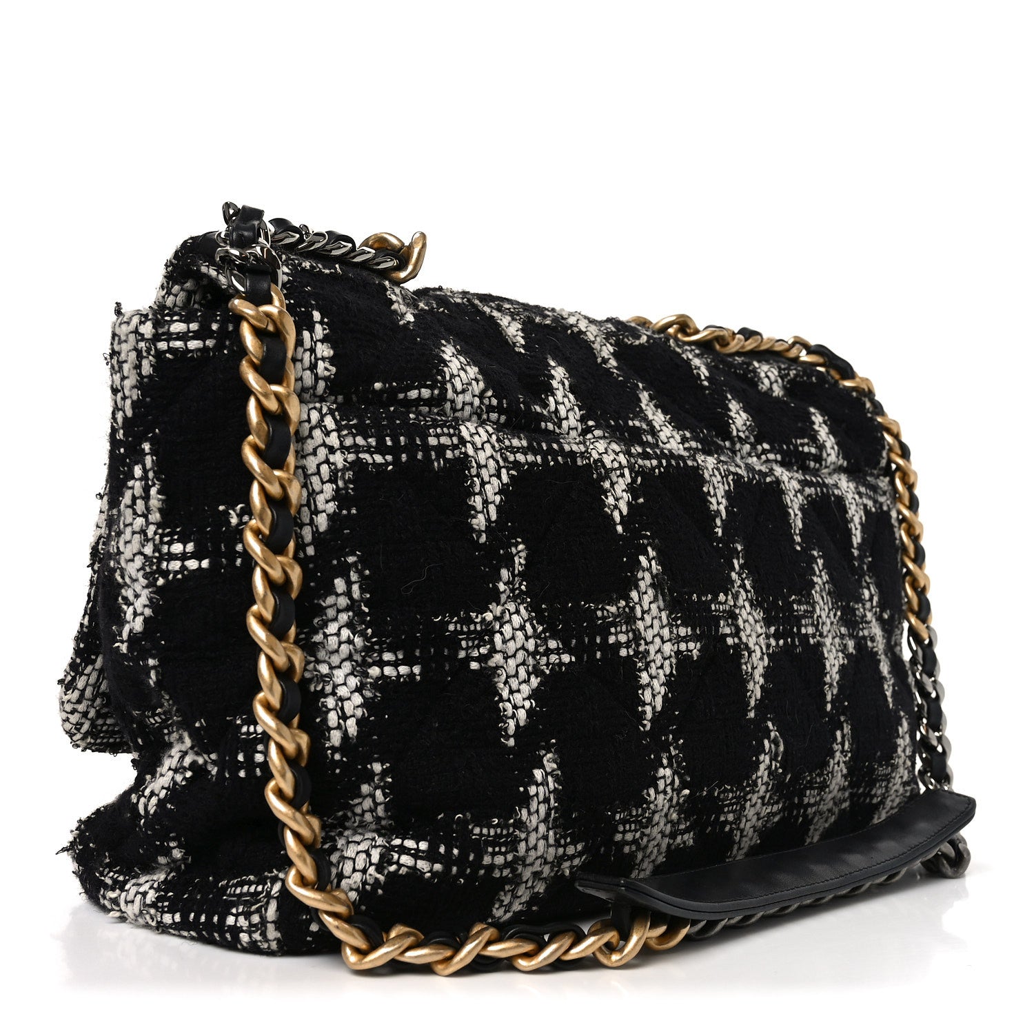 Tweed Quilted Maxi Chanel 19 Flap Black White