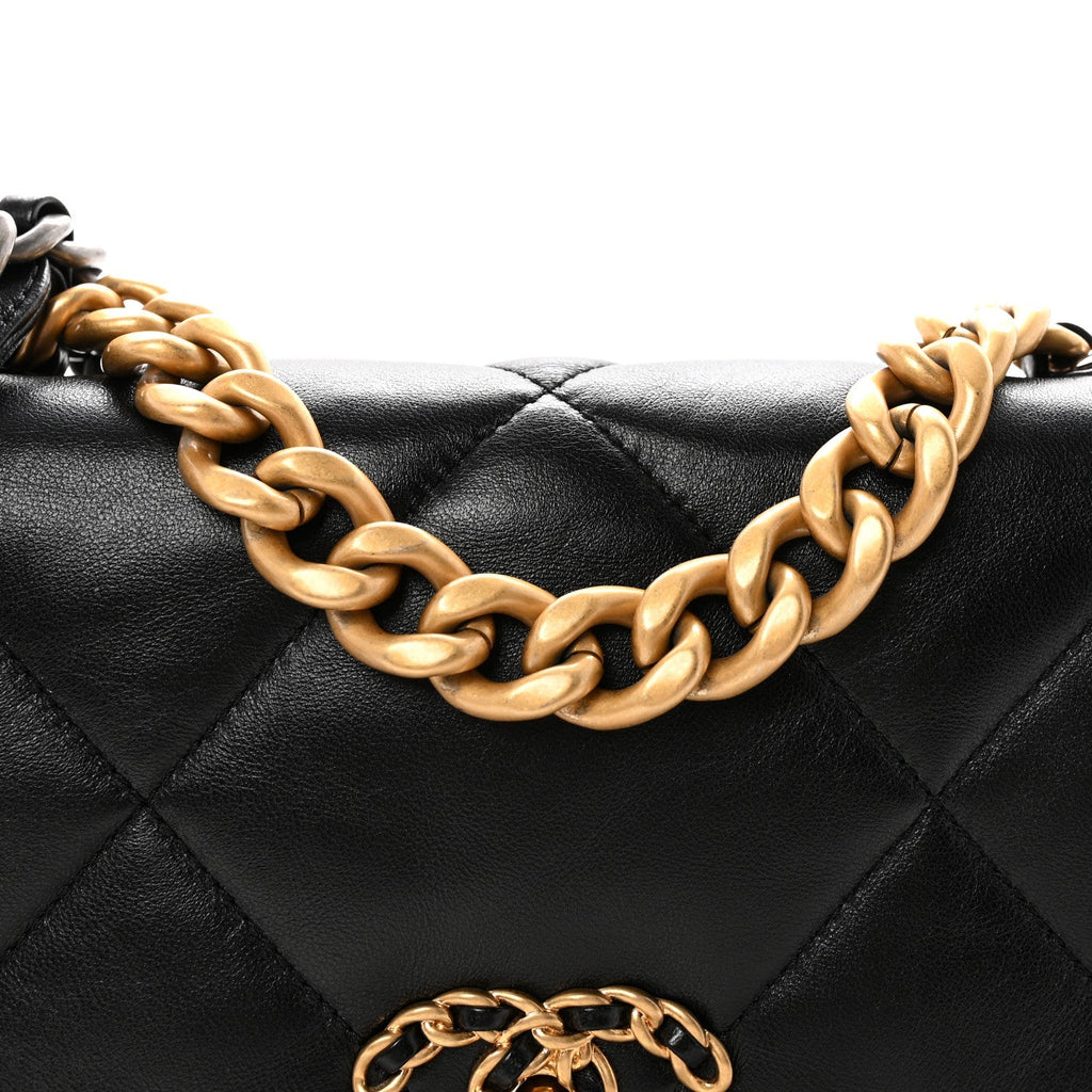Lambskin Quilted Medium Chanel 19 Flap Black