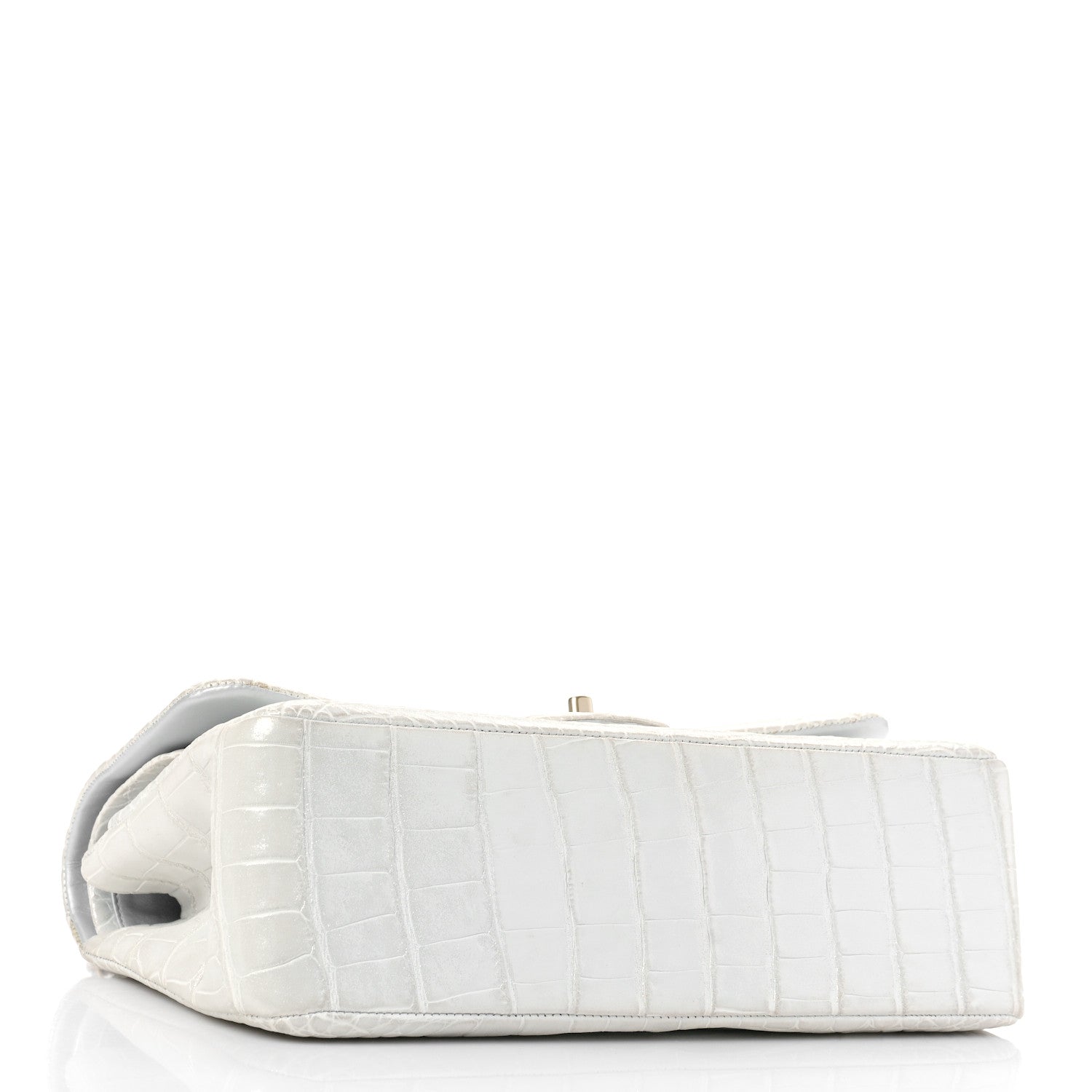 Iridescent Alligator Jumbo Double Flap Light Grey