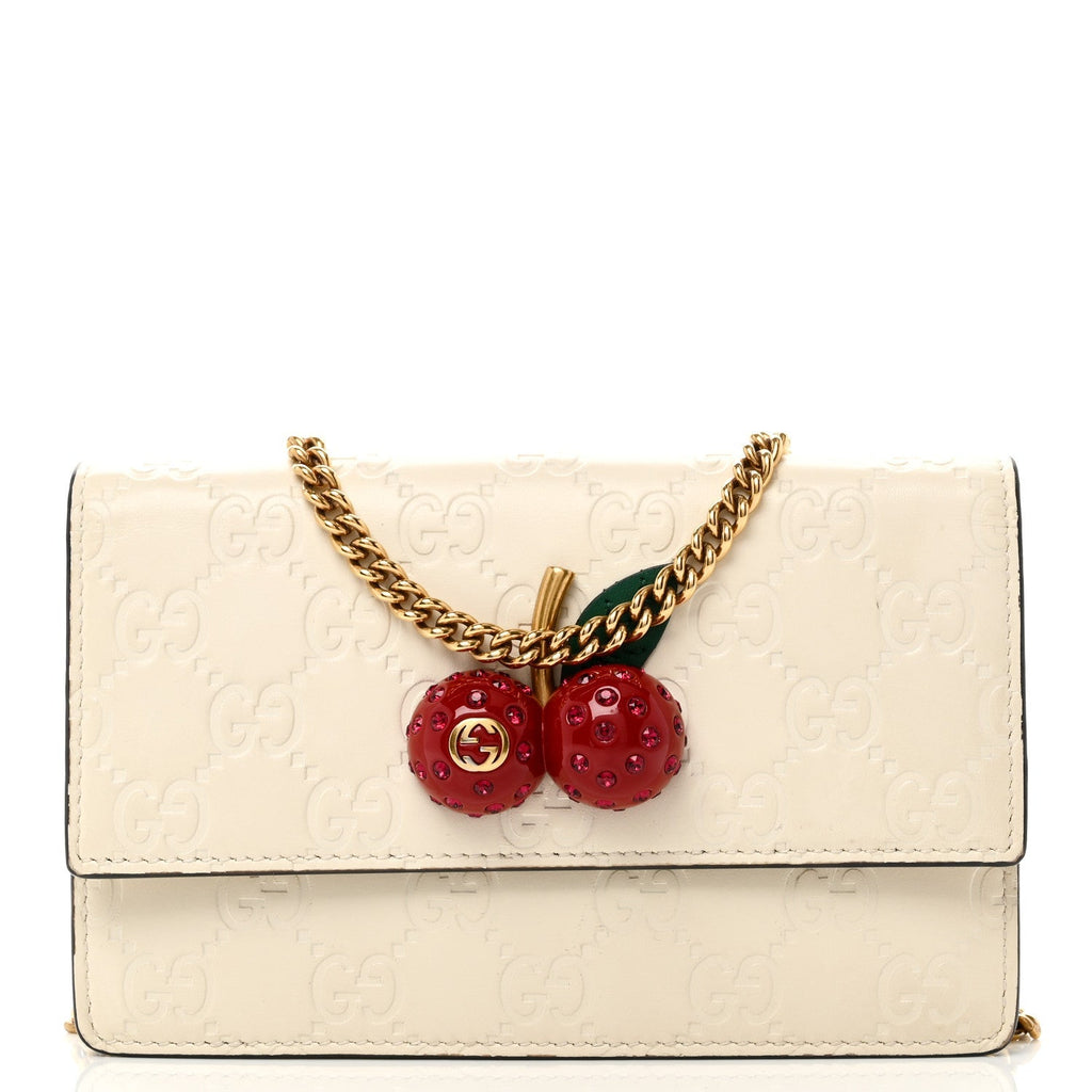 Guccissima Mini Cherry Chain Bag White