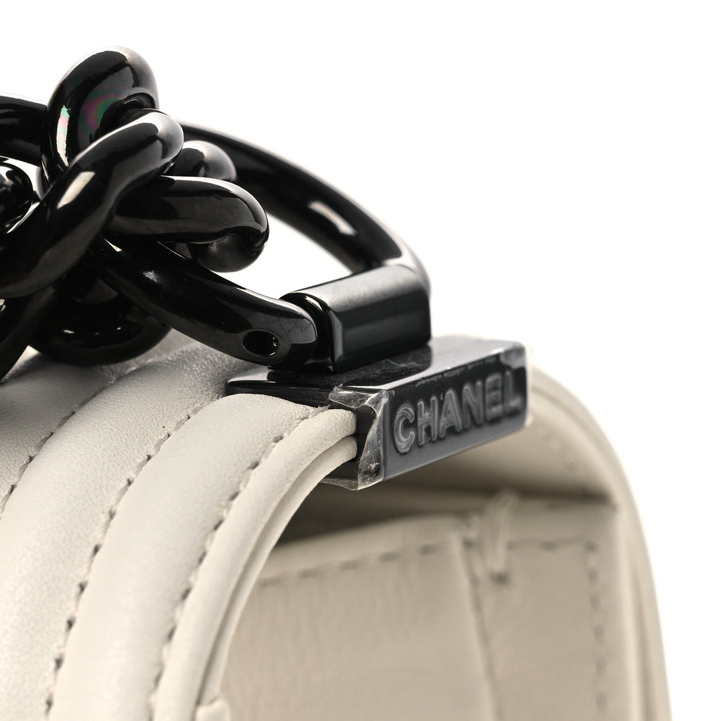 Calfskin Quilted Medium Boy Flap White