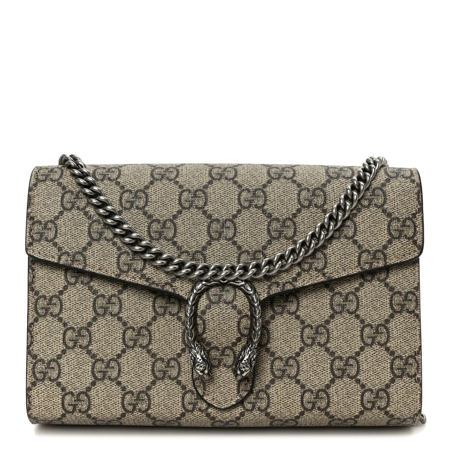 GG Supreme Monogram Mini Dionysus Chain Wallet Beige Taupe