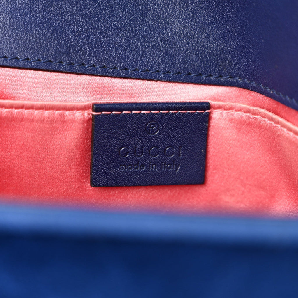 Velvet Matelasse Mini GG Marmont Shoulder Bag Cobalt Blue