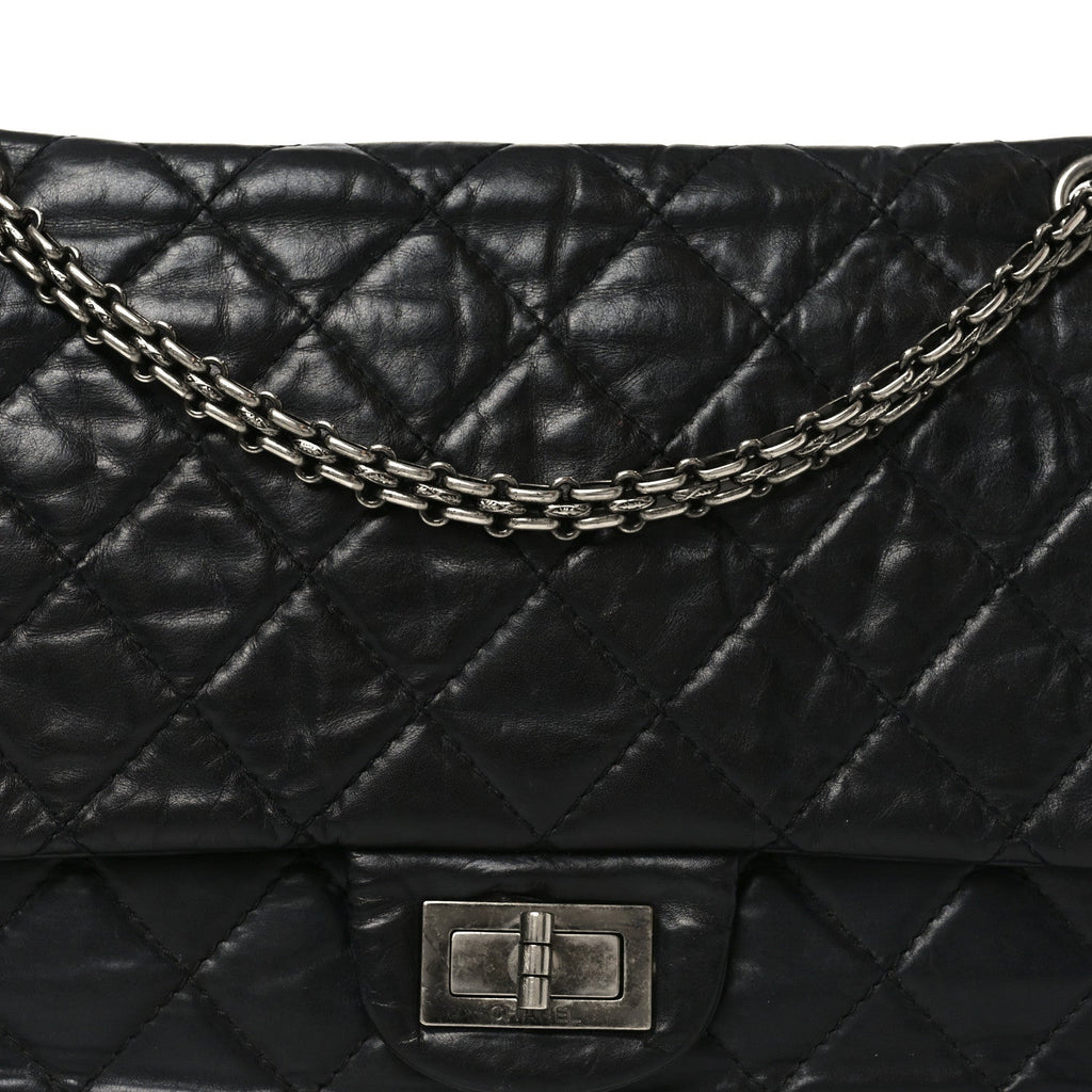 Aged Calfskin Quilted 2.55 Reissue 226 Flap Black