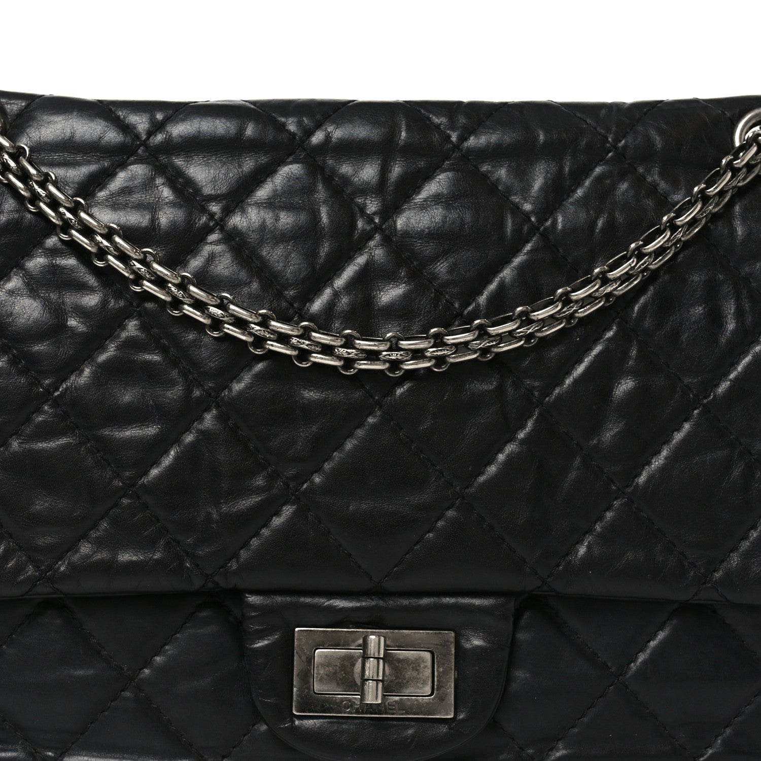 Aged Calfskin Quilted 2.55 Reissue 226 Flap Black