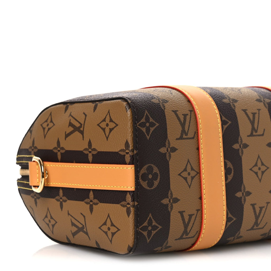 X NIGO Reverse Monogram Stripes City Keepall Bandouliere Brown