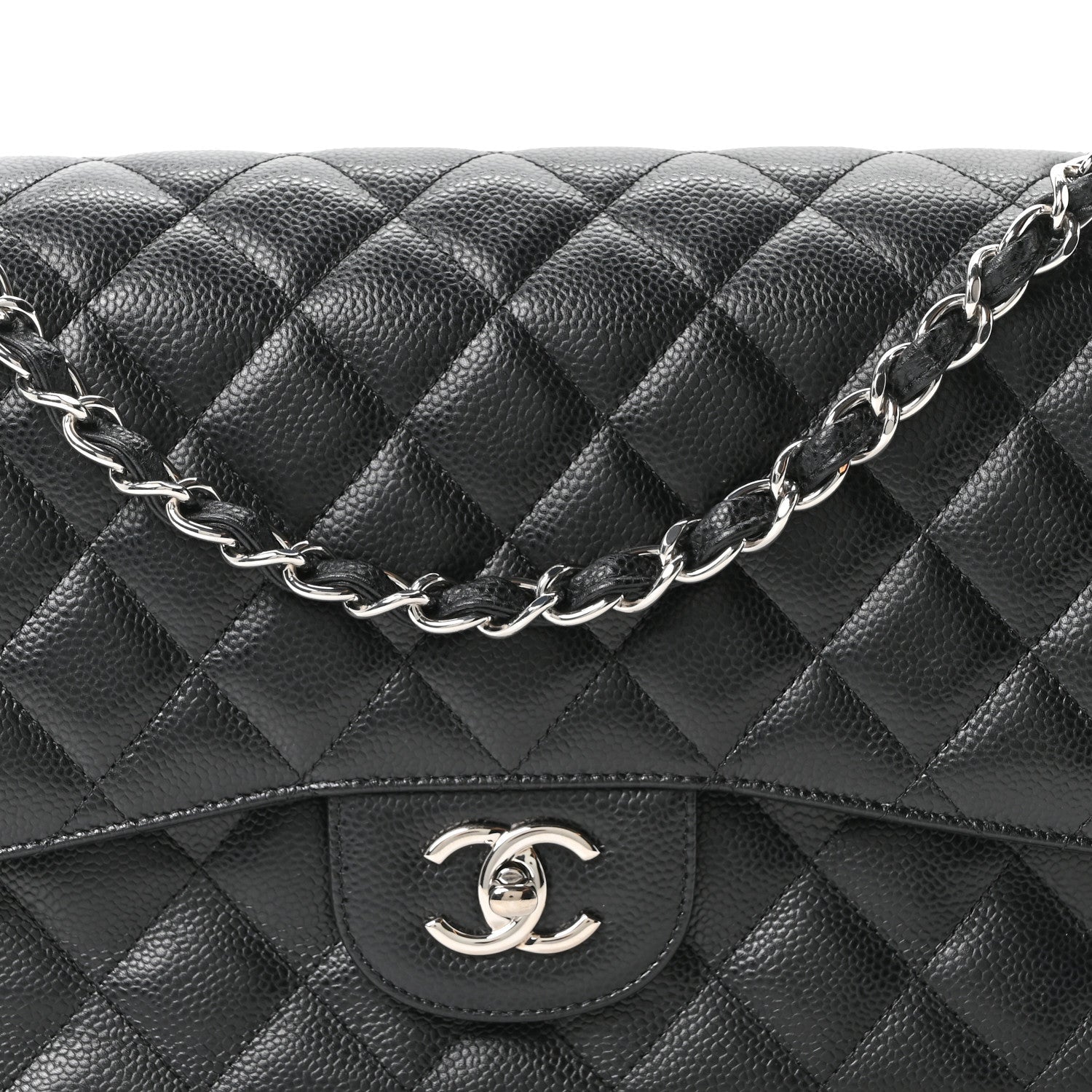 Caviar Quilted Jumbo Double Flap Black