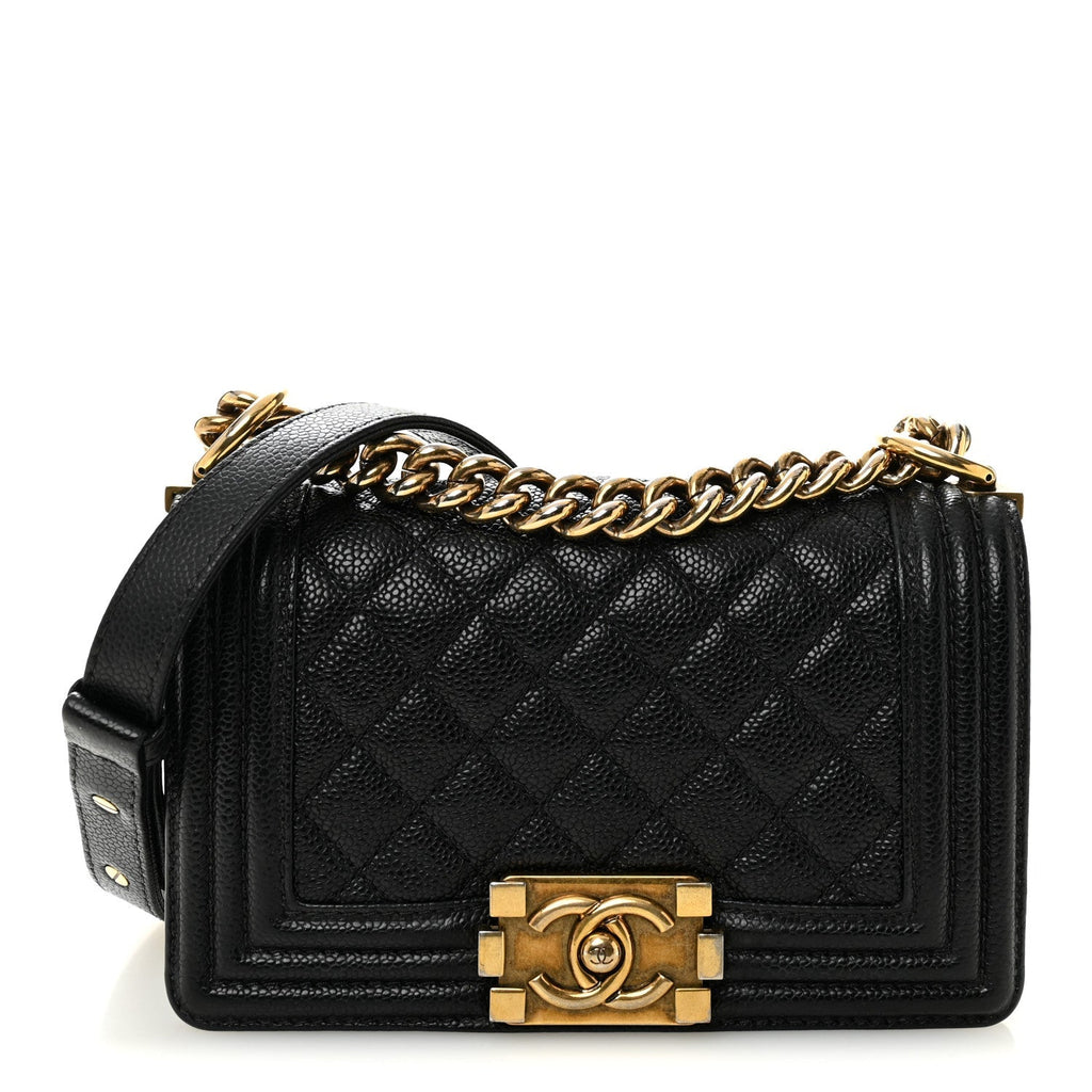 Caviar Quilted Small Boy Flap Black
