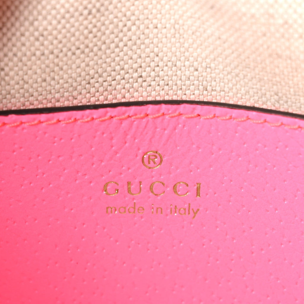 GG Supreme Monogram Textured Dollar Calfskin Web Ophidia Small Crossbody Bag Beige Ebony Fuchsia