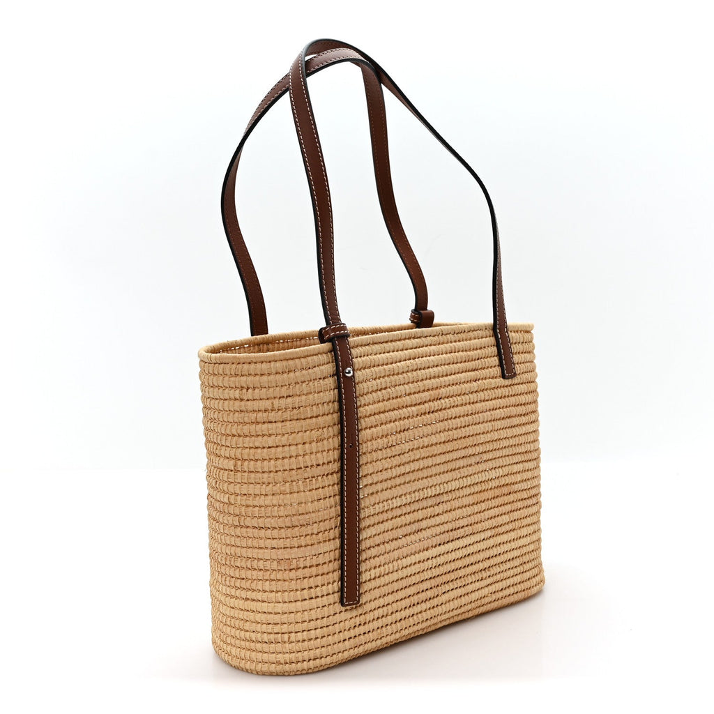 Raffia Small Square Basket Tote Bag Natural Tan
